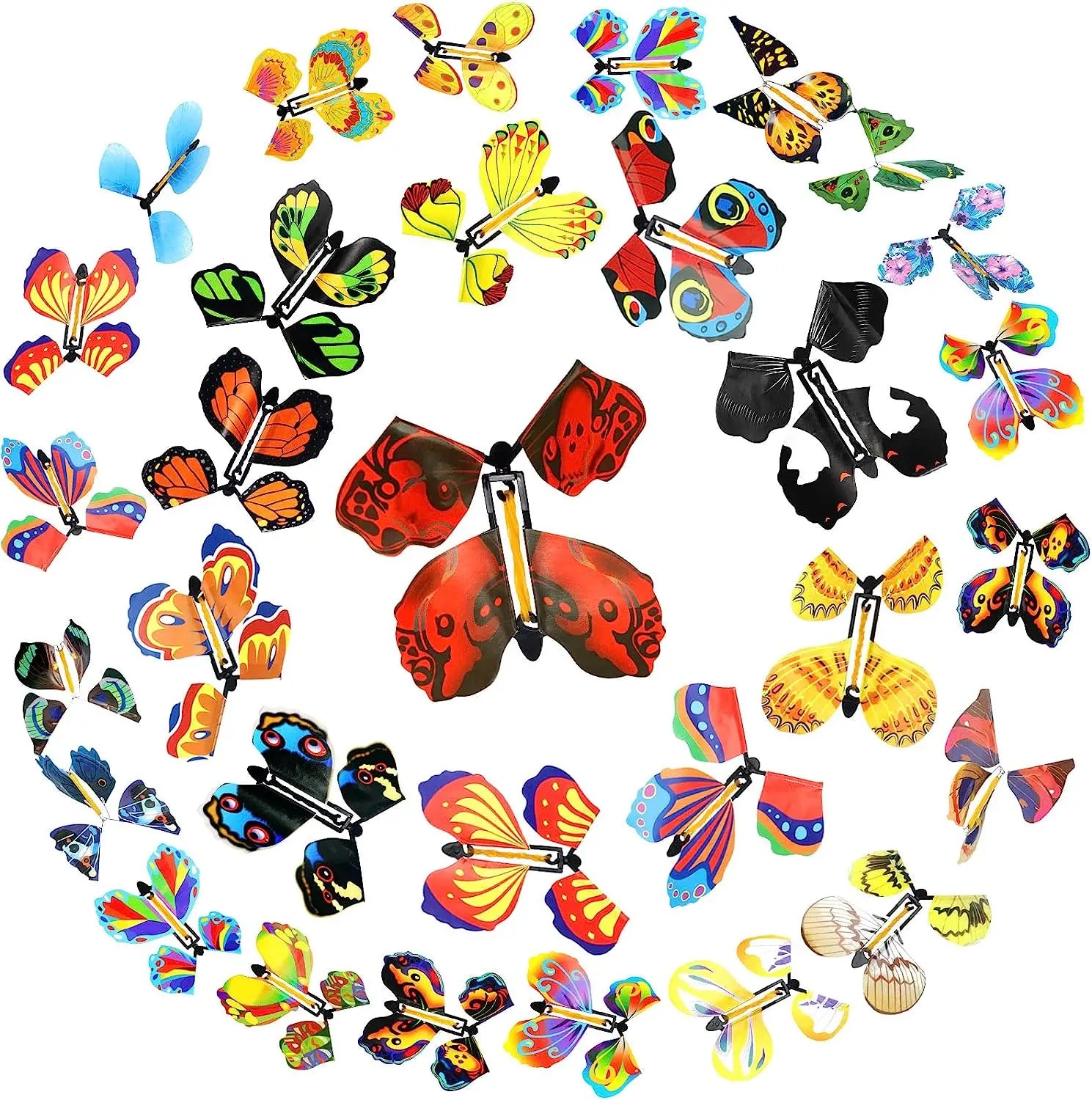 10PCS Magic Flying Butterfly Wind up Toys Rubber Band Powered Romantic for Surprise Wedding Birthday