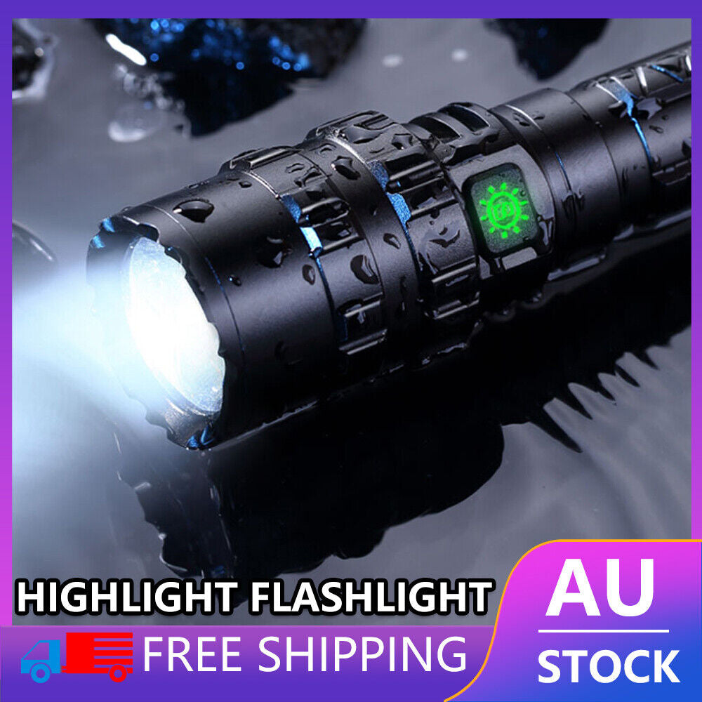 XM-L2 Powerful 150000LM Tactical Flashlight 5 Mode Zoom LED Hunting Torch AU