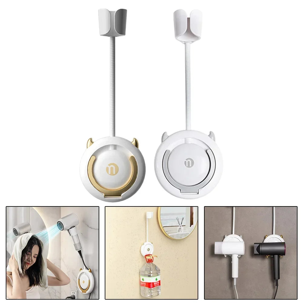 360 Degree Rotation Adjustable Wall Mounted Hair Dryer Holder Stand Self Home Bathroom Accessories Household Tools Gadgets